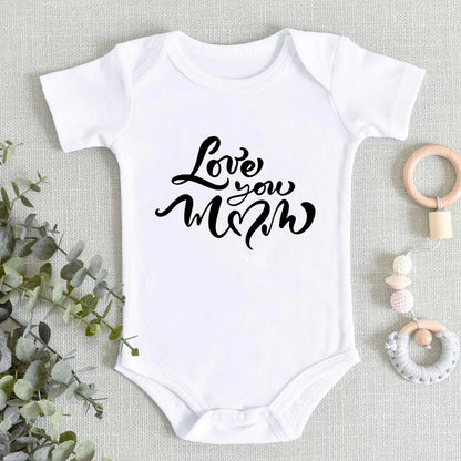 “I Love You Mom” – Aesthetic Newborn Baby Bodysuit, Soft & Comfy Toddler Jumpsuit for Boys & Girls, Casual Home Outfit