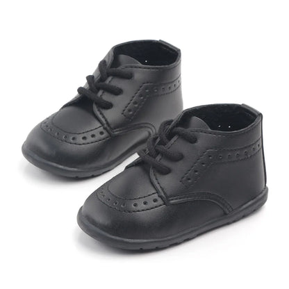 Meckior New Baby Shoes – Retro Leather Boy & Girl Toddler Shoes, Anti-Slip Rubber Sole First Walkers Crib Shoes