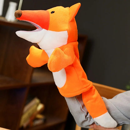 Plush Crow and Fox Hand Puppets, Soft Stuffed Cartoon Learning Toy for Kids