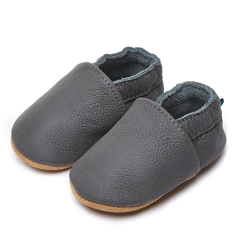 Genuine Leather Soft Unisex Baby Shoes – Slip-On Moccasins in Various Colors for Infants