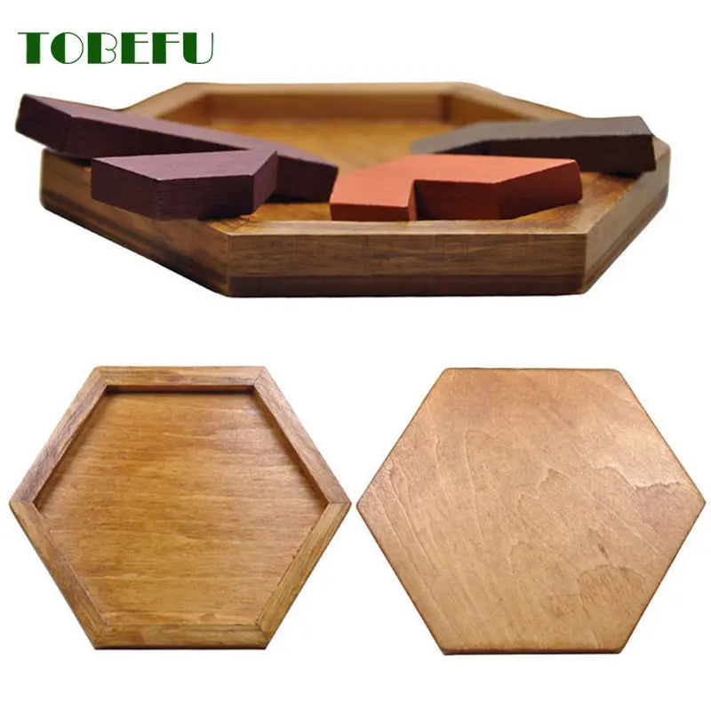Wooden Geometric Shape Jigsaw Puzzle – Brain Teaser Educational Toy for Kids