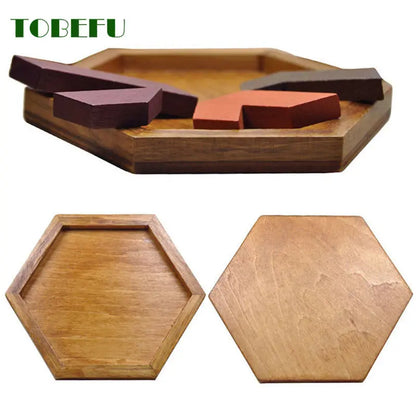 Wooden Geometric Shape Jigsaw Puzzle – Brain Teaser Educational Toy for Kids