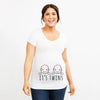 It's Twins Pregnancy T-Shirt | Maternity Tops | Plus-Size Short Sleeve Cartoon Print Announcement Tee for Pregnant Women