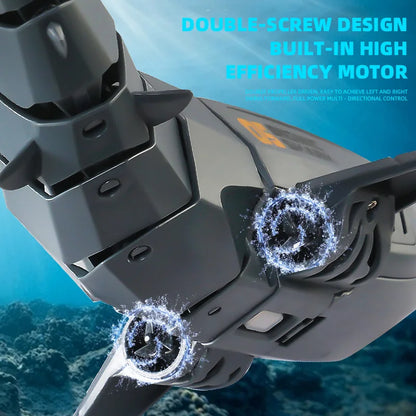 2.4G RC Shark Toy – Simulation Remote Control Submarine with Lights and Water Spray for Kids