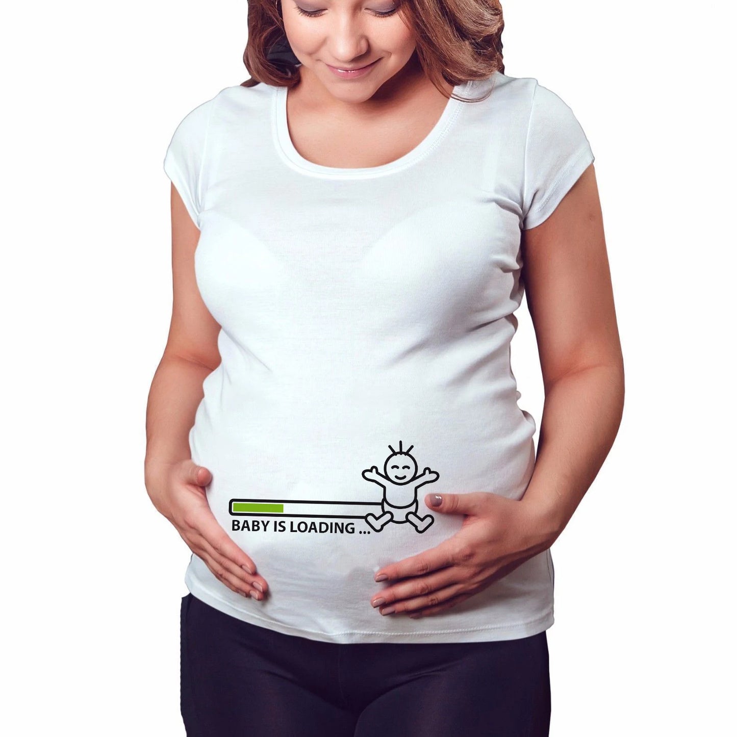 Brand New Women Pregnancy Clothes Baby Now Loading Pls Wait Maternity T-shirt Summer Short Sleeve Pregnant T-shirts