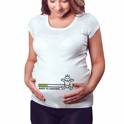 Brand New Women Pregnancy Clothes Baby Now Loading Pls Wait Maternity T-shirt Summer Short Sleeve Pregnant T-shirts