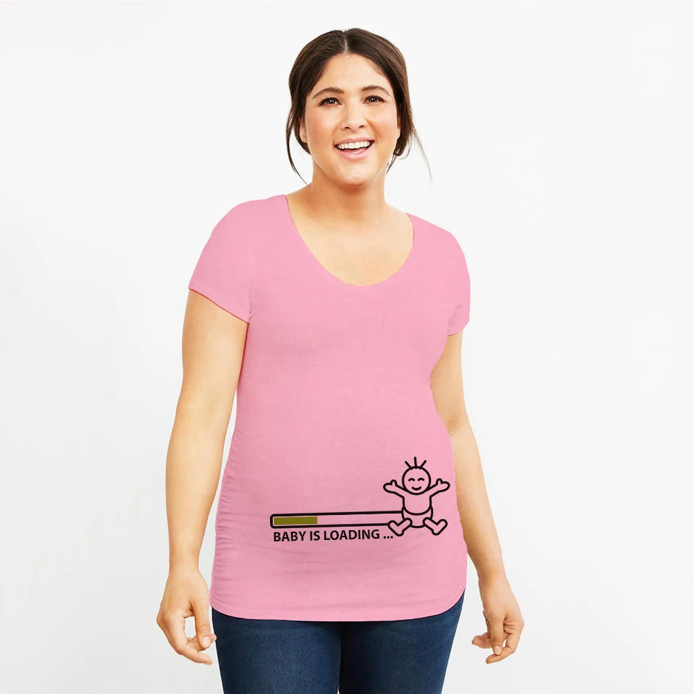 It's Twins Pregnancy T-Shirt | Maternity Tops | Plus-Size Short Sleeve Cartoon Print Announcement Tee for Pregnant Women