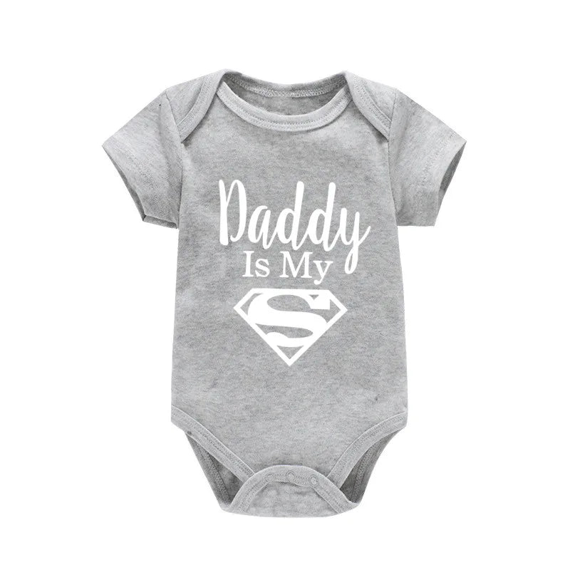 Newborn Baby Romper – "Daddy Is My Hero" Funny Print Bodysuit – Cute & Casual Infant Jumpsuit for Baby Boys & Girls