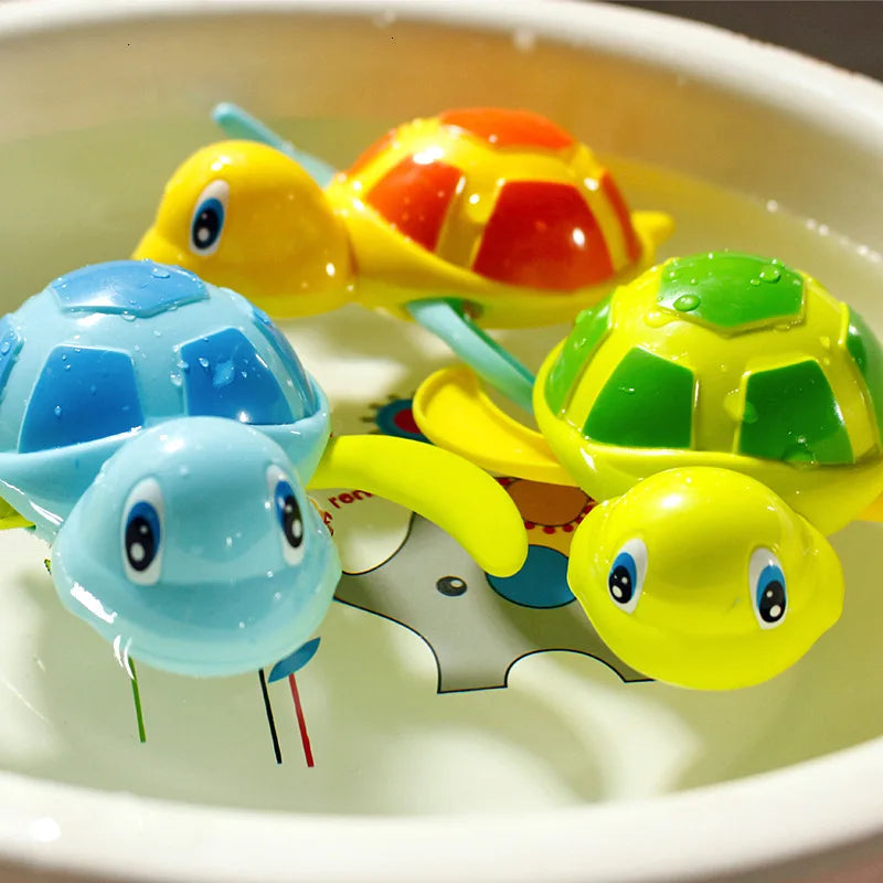 Cartoon Tortoise Baby Bath Toy – Colorful Soft Floating Clockwork Animal