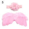 2pcs/Set Cute Newborn Angel Feather Wings & Baby Girl Rose Flower Headband Hair Accessories for Infant Photography Props