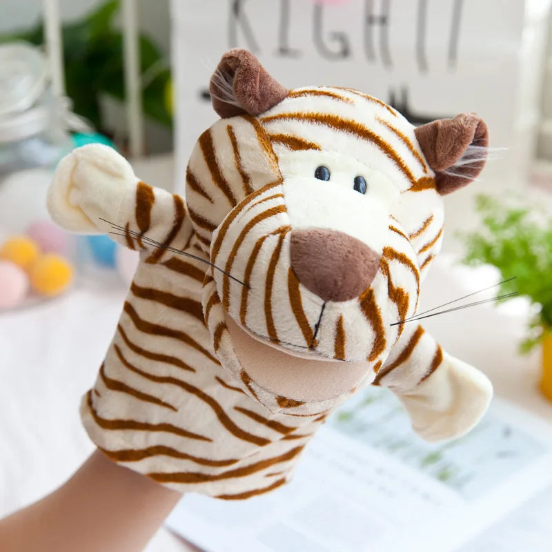 25cm Soft Plush Hand Puppets, Elephant Lion Monkey Stuffed Animal Story Dolls for Children