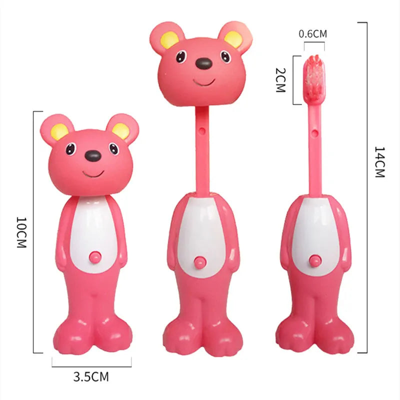 1Pc Cute Kids Toothbrush, Soft Bristle Animal Shaped Tooth Cleaner, Retractable Bounce-Up Child Teeth Brush