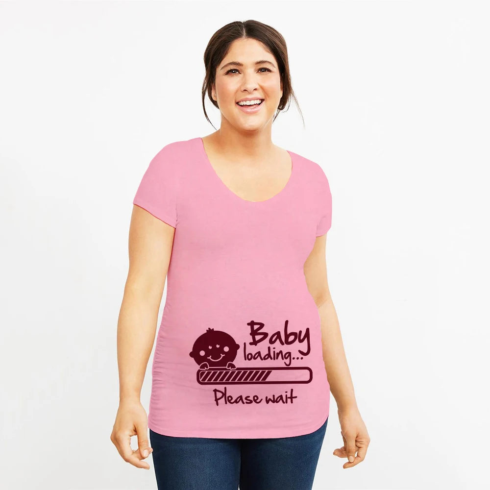 It's Twins Pregnancy T-Shirt | Maternity Tops | Plus-Size Short Sleeve Cartoon Print Announcement Tee for Pregnant Women