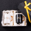 Mom & Dad Ceramic Coffee Mug with Lid & Spoon — 400ml (13.5 fl oz) | Gift Box, Black & White