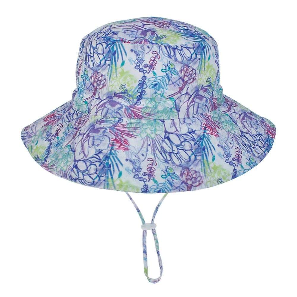 Kids UPF50+ Bucket Sun Hat with Adjustable Chin Strap — Baby & Toddler Beach Hat, 46–54 cm (18.1–21.3 in) for Ages 0–8, Unisex