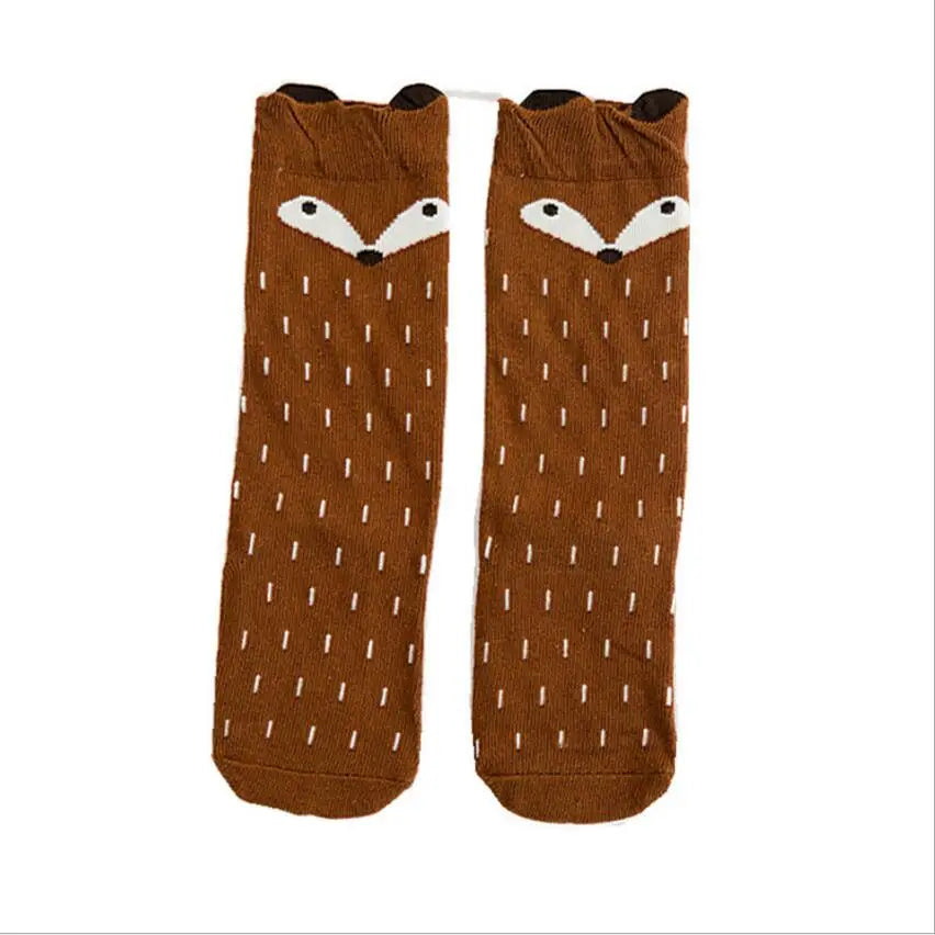 Baby Socks - Fox & Cat Animal Print Cartoon Knee-High Long Leg Warmers | Fashion Socks for Boys & Girls, Children’s Socks