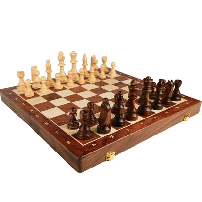 Top-Grade Wooden Folding Traditional Classic Chess Set Solid Wood Walnut Chessboard Children’s Gift Board Game
