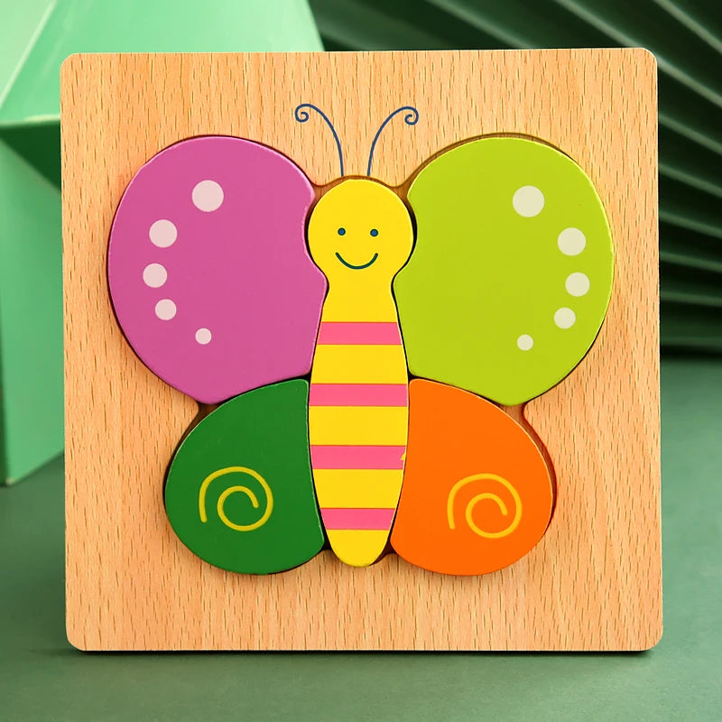3D Wooden Puzzle – Baby Cartoon Animal Traffic Jigsaw Educational Toy for Children
