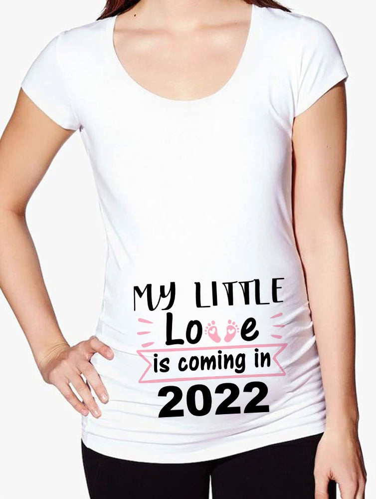 See You Soon Summer Tees Women T-shirts Slim Maternity Funny Letter Tops O-Neck Pregnancy T-shirts for Pregnant Women
