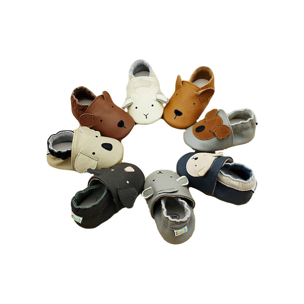 Baby Leather Casual Crib Shoes – First Steps Educational Walkers for Toddler Boys & Girls, Animal Sneakers for Newborns