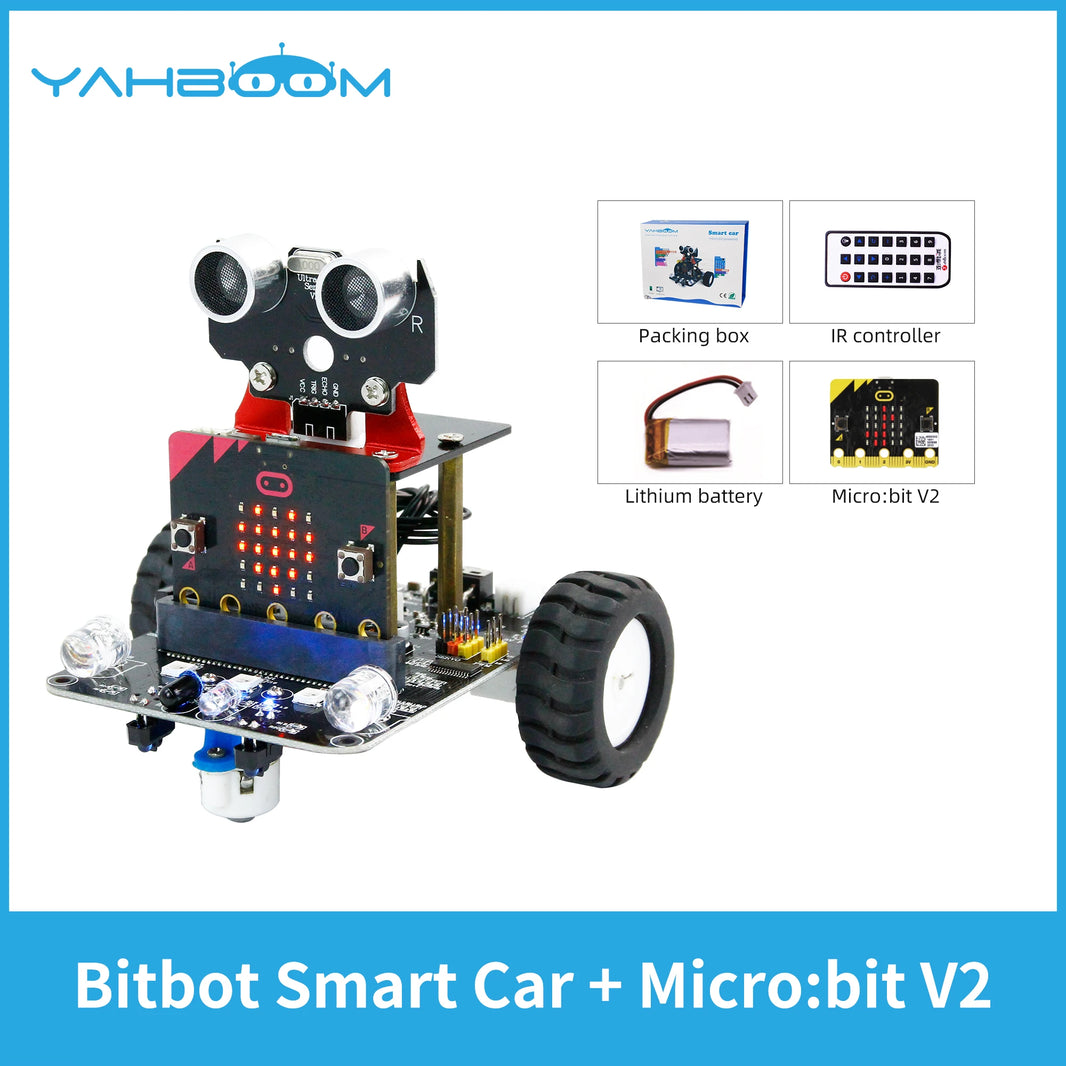 Yahboom Programmable Smart Car for Kids, DIY Learning Coding Kit, APP & IR Control, Compatible with Microbit V2