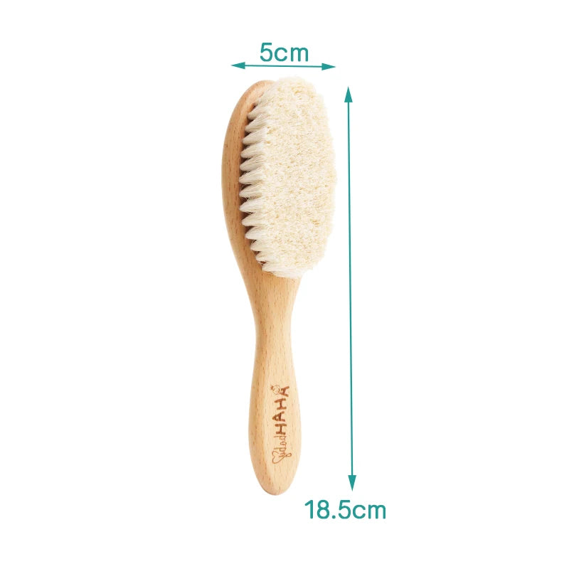 Baby Hair Brush and Comb Set for Newborn - Massage Bath & Shower - Custom Logo Mini Baby Wooden Hair Brush for Kids