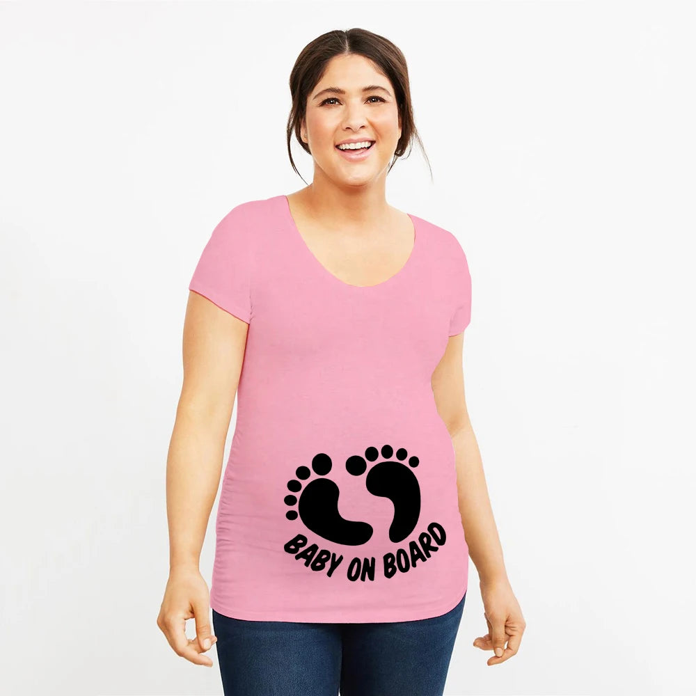 It's Twins Pregnancy T-Shirt | Maternity Tops | Plus-Size Short Sleeve Cartoon Print Announcement Tee for Pregnant Women