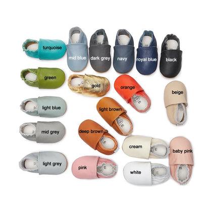 Genuine Leather Soft Unisex Baby Shoes – Slip-On Moccasins in Various Colors for Infants