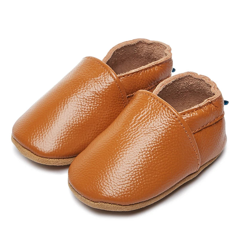 Genuine Leather Soft Unisex Baby Shoes – Slip-On Moccasins in Various Colors for Infants