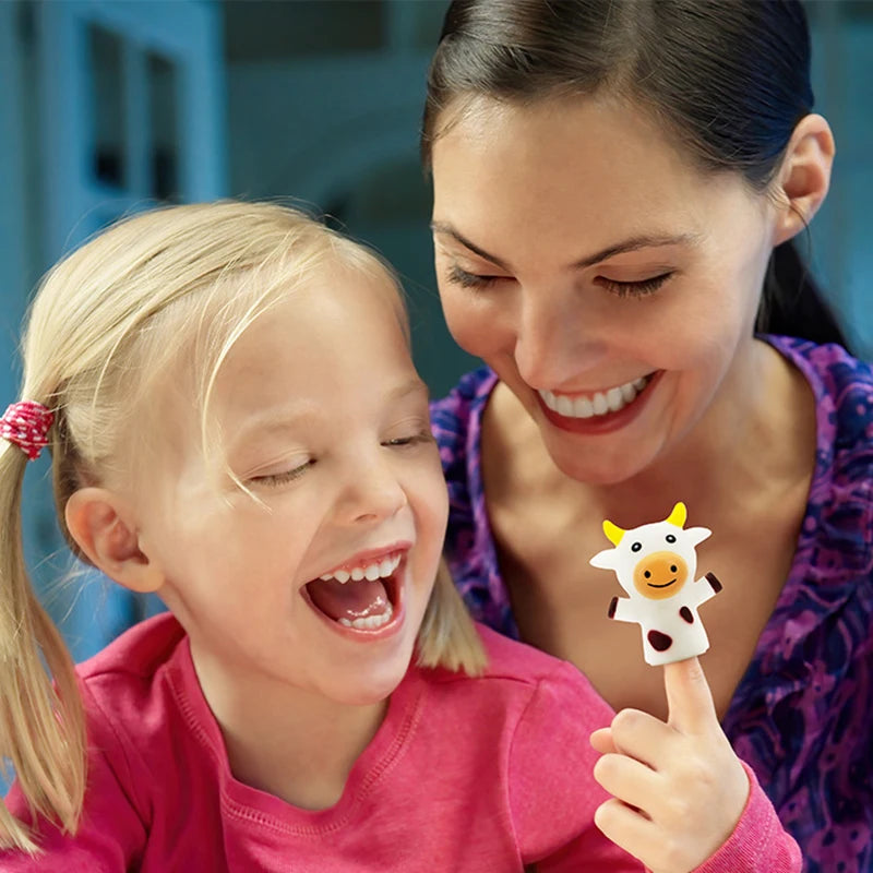5PCS Kids Animal Finger Puppet Set, Lion Elephant Bear Mini Hand Puppets Educational Toy