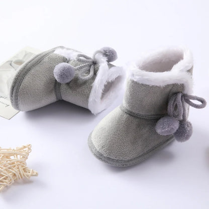 Baywell Winter Warm Fur Snow Boots Baby Booties Anti-slip Infant Boys Bootie Shoes 0-18 Month