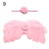 2pcs/Set Cute Newborn Angel Feather Wings & Baby Girl Rose Flower Headband Hair Accessories for Infant Photography Props
