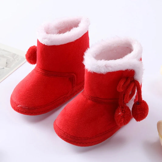 Jlong Winter Newborn Soft Sole First Walker Baby Shoes – Fur Warm Snow Boots for Girls (0-18 Months)