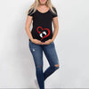 Summer Funny Cartoon Print Maternity T-Shirt | Pink Plus-Size Short Sleeve Tops | Pregnant Women Hot Sale T-Shirts
