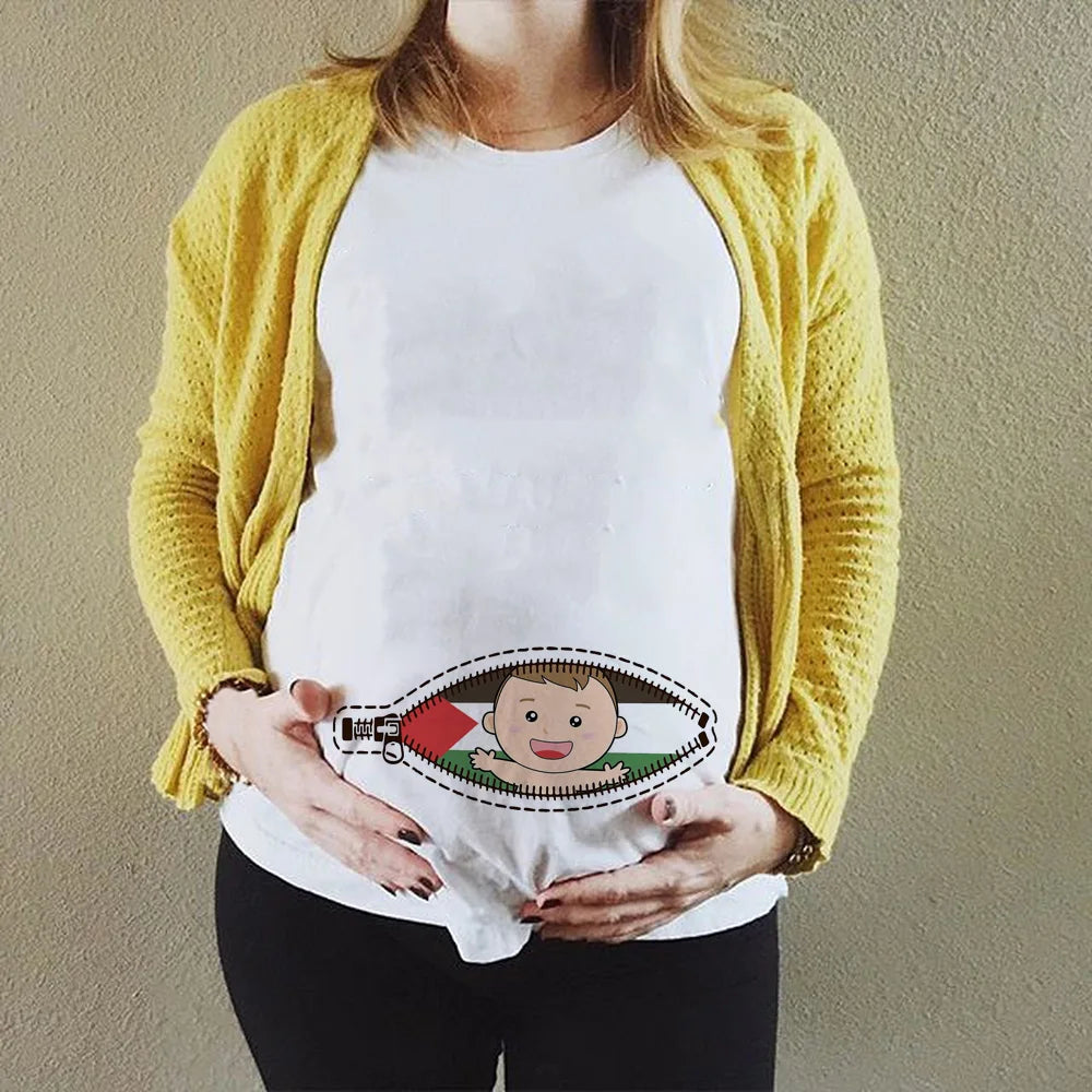 Summer Funny Cartoon Print Pregnancy T-Shirt | Maternity Tops | Plus-Size Short Sleeve for Pregnant Women | Hot Sale
