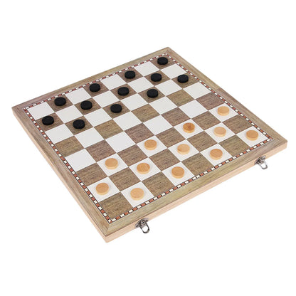 30-Piece Wear-Resistant Wooden Checkers and Backgammon Chess Pieces with 2 Dice Board Game for Adults and Kids Home Toy