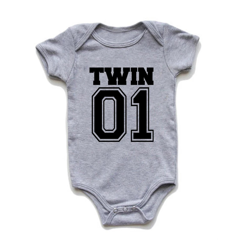 Matching Twin Baby Bodysuits – Cotton Onesies for Boys & Girls | Newborn Twin Outfits | Summer Romper Gift for Twins