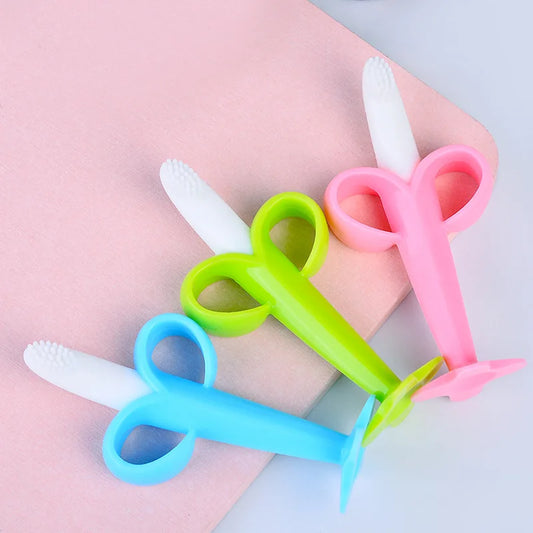 Baby Silicone Training Toothbrush - BPA Free Teething Ring and Chewing Toy for Infants, Baby Accessories