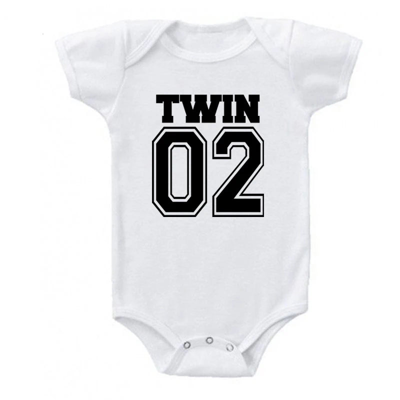 Matching Twin Baby Bodysuits – Cotton Onesies for Boys & Girls | Newborn Twin Outfits | Summer Romper Gift for Twins