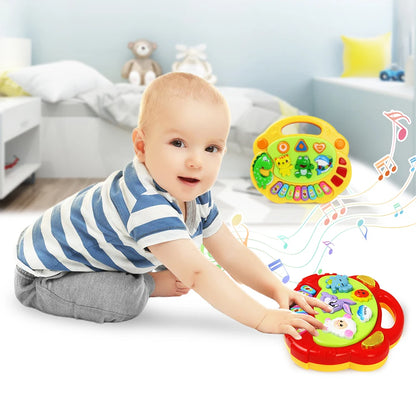 Kids Cartoon Piano Keyboard Game with Animal Sounds and Flashing Lights - Musical Instrument Educational Toy for Babies and Toddlers