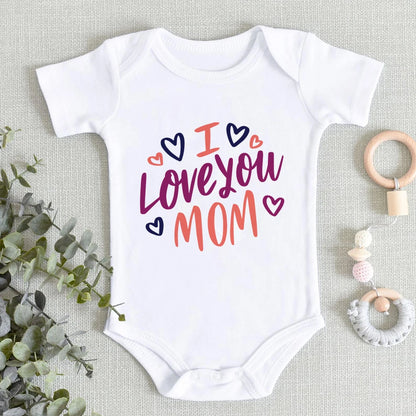 “I Love You Mom” – Aesthetic Newborn Baby Bodysuit, Soft & Comfy Toddler Jumpsuit for Boys & Girls, Casual Home Outfit