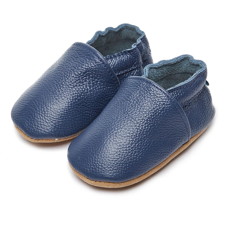 Genuine Leather Soft Unisex Baby Shoes – Slip-On Moccasins in Various Colors for Infants
