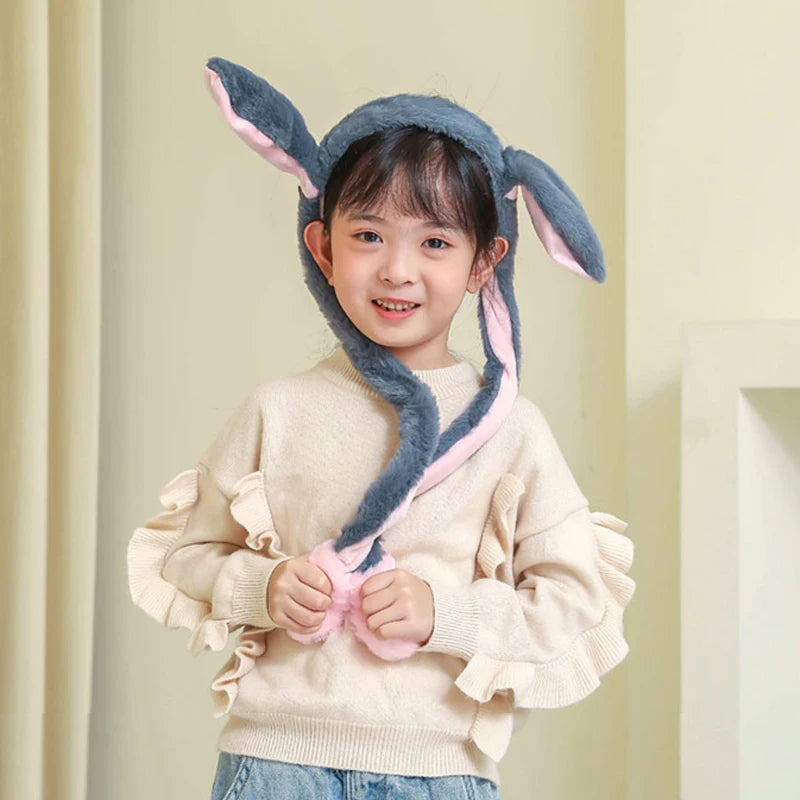 Plush Bunny Headband with Popping Ears – Interactive Rabbit Hairband for Kids & Adults, Approx. 58 cm (22.8 in)