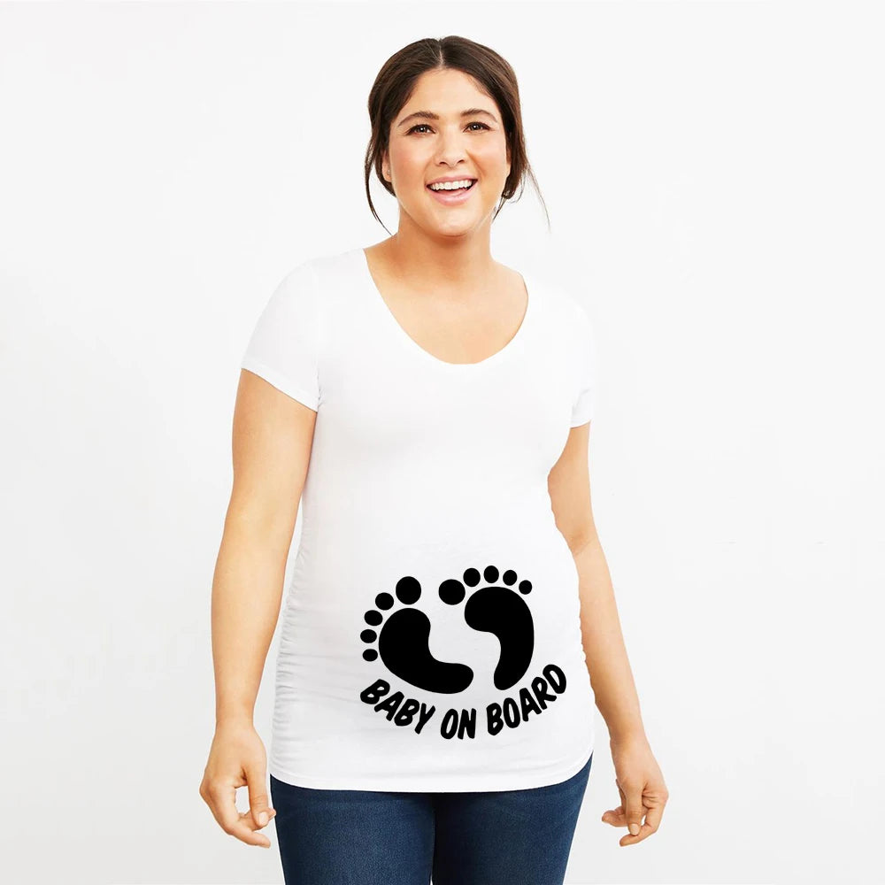 It's Twins Pregnancy T-Shirt | Maternity Tops | Plus-Size Short Sleeve Cartoon Print Announcement Tee for Pregnant Women