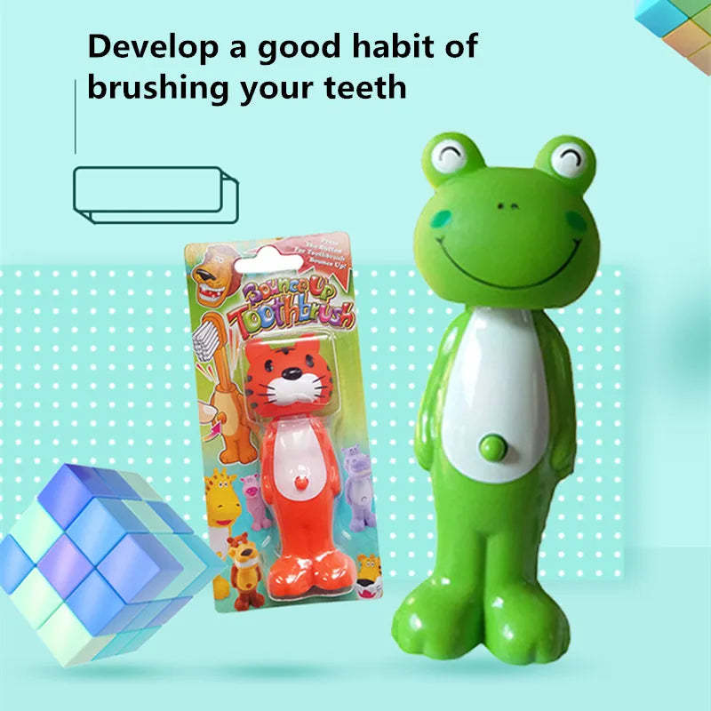 1Pc Cute Kids Toothbrush, Soft Bristle Animal Shaped Tooth Cleaner, Retractable Bounce-Up Child Teeth Brush