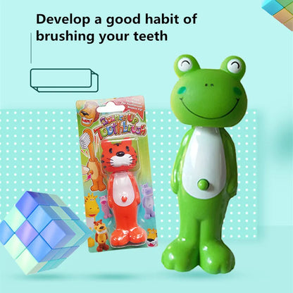 1Pc Cute Kids Toothbrush, Soft Bristle Animal Shaped Tooth Cleaner, Retractable Bounce-Up Child Teeth Brush