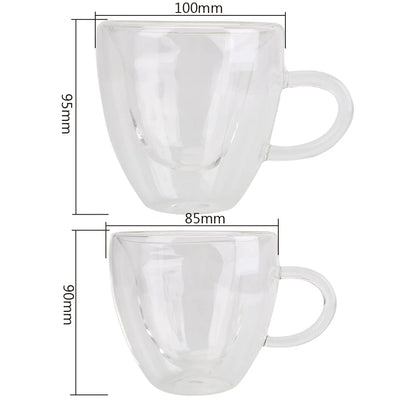 Heart-Shaped Double-Walled Glass Mug – Heat-Resistant Coffee & Tea Cup, Romantic Couple Gift
