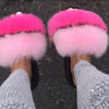 Women’s Real Fox Fur Slide Slippers – Fluffy Plush Furry Sandals with Non-Slip EVA Sole for Indoor & Outdoor Wear