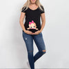 Summer Funny Cartoon Print Maternity T-Shirt | Pink Plus-Size Short Sleeve Tops | Pregnant Women Hot Sale T-Shirts