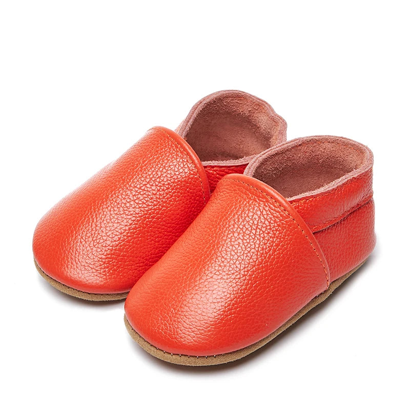 Genuine Leather Soft Unisex Baby Shoes – Slip-On Moccasins in Various Colors for Infants